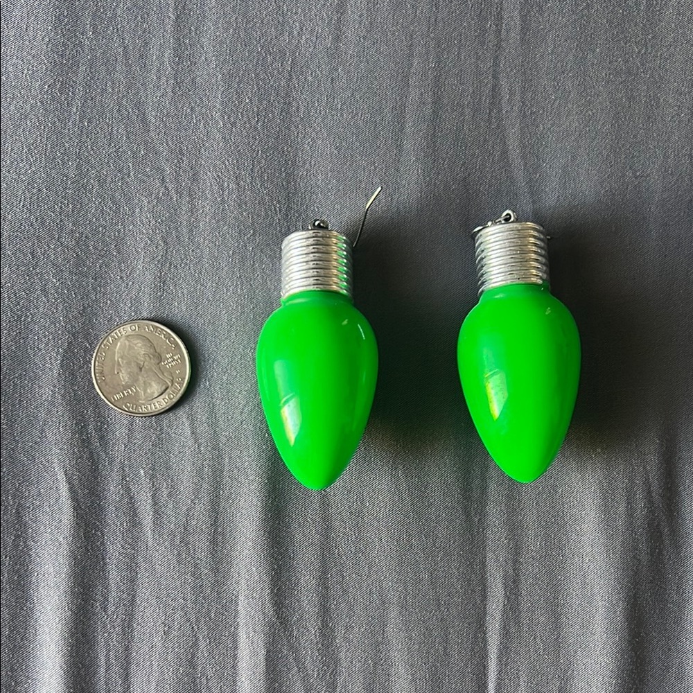 Green Christmas Light Bulb Earrings
